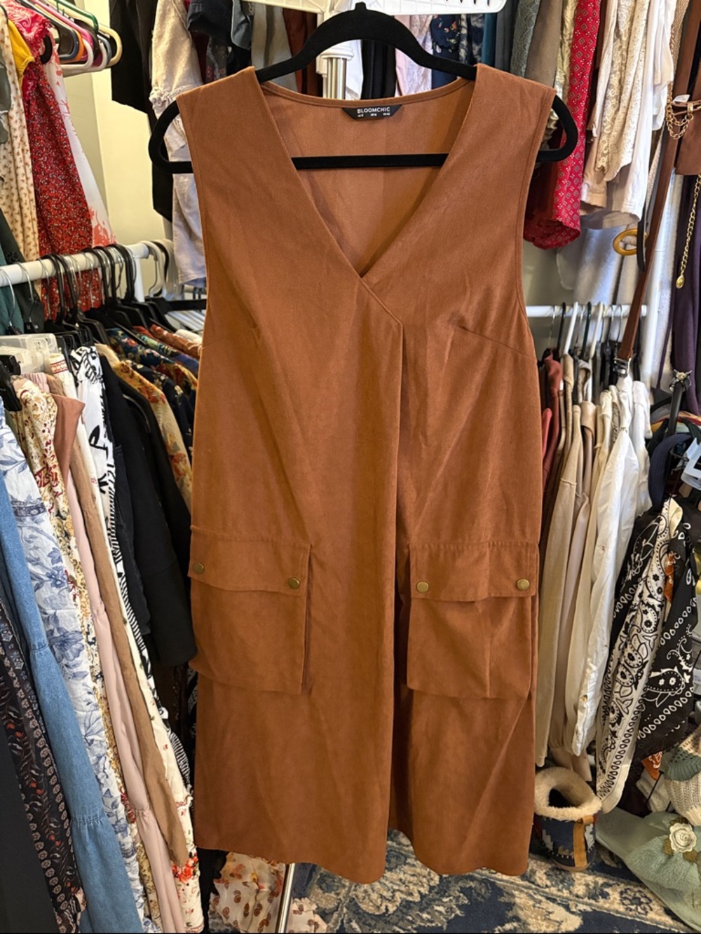 BloomChic corduroy Brown Sleeveless dress